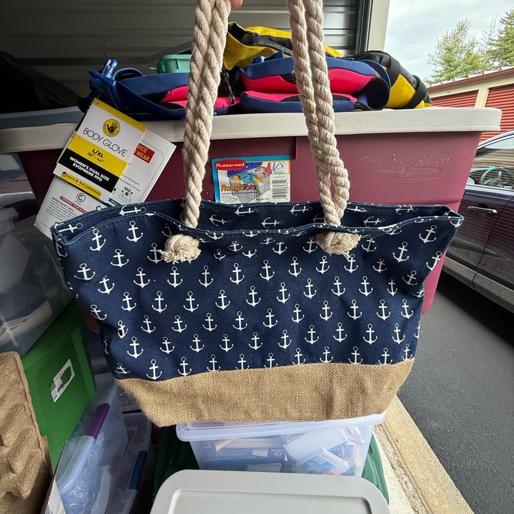 Nautical Anchor Print Tote Bag